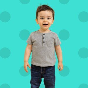 🌟 Tommy Bahama Grey Henley Tee – Size 24M